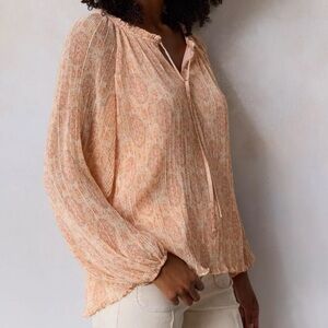 NWT Women's LC Lauren Conrad Tie-Front Peasant Top Size Large